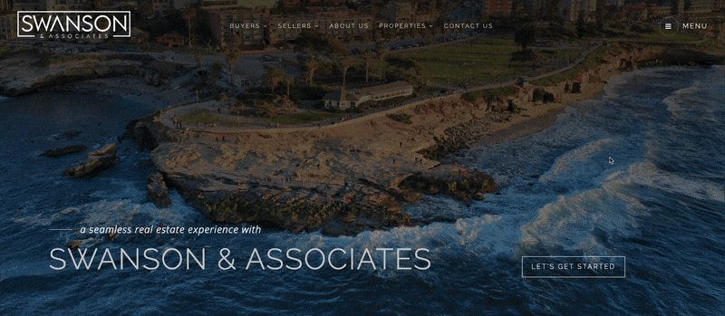 Scrolling gif of the homepage of Swanson & Associates, a real estate website created by AgentFire